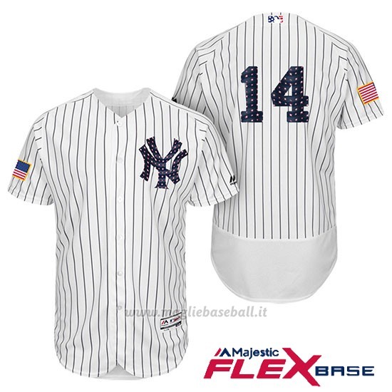 Maglia Baseball Uomo New York Yankees 2017 Estrellas y Rayas Starlin Castro Bianco Flex Base